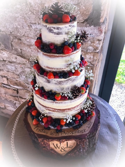 4 tier Fruit semi naked wedding