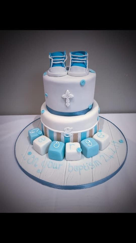 Shoes fondant christening cake